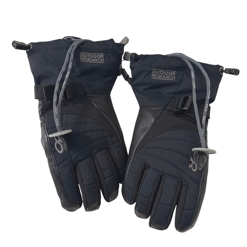 Outdoor Research‎ Gloves Womens M 7 Black Leather Nylon Insulation Ski Snowboard